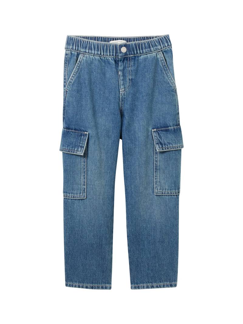 TOM TAILOR Jungen Cargo Jeans mit recycelter Baumwolle, blau, Uni, Gr. 134 von Tom Tailor