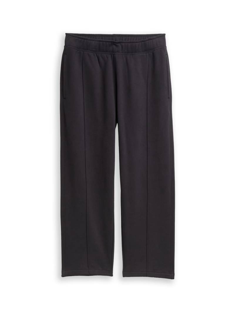 TOM TAILOR Jungen Jogginghose mit Zierfalte, schwarz, Uni, Gr. 176 von Tom Tailor