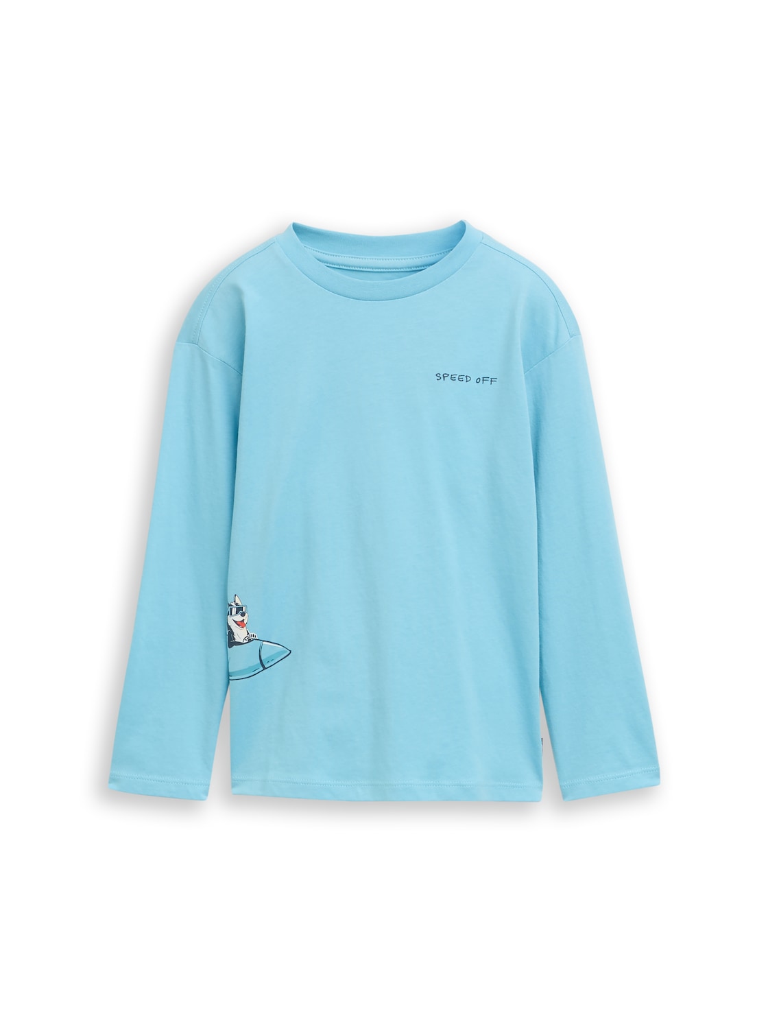 TOM TAILOR Jungen Oversize Langarmshirt mit Rückenprint, blau, Uni, Gr. 92/98 von Tom Tailor