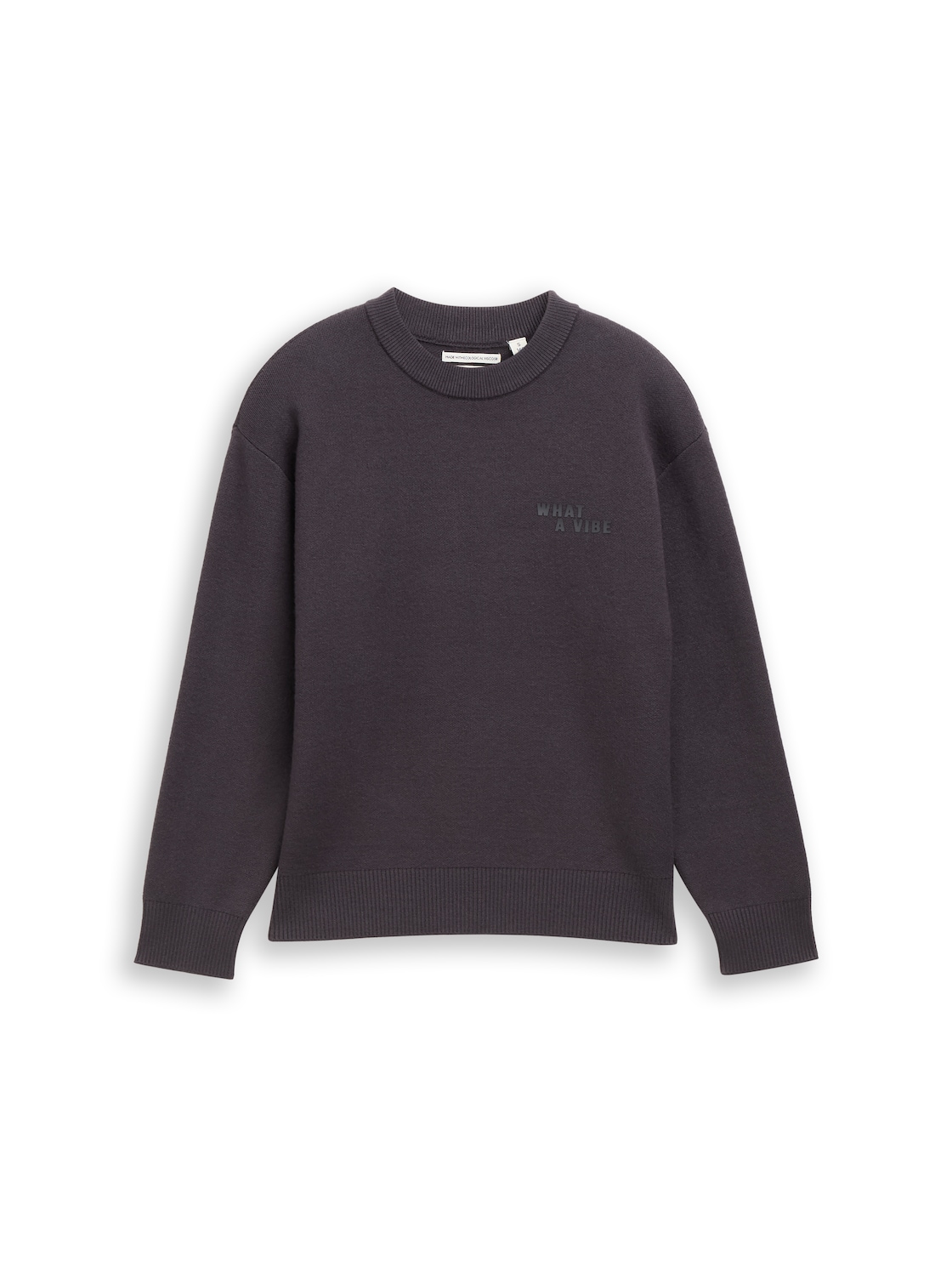 TOM TAILOR Jungen Oversize Strickpullover mit Print, grau, Uni, Gr. 164 von Tom Tailor