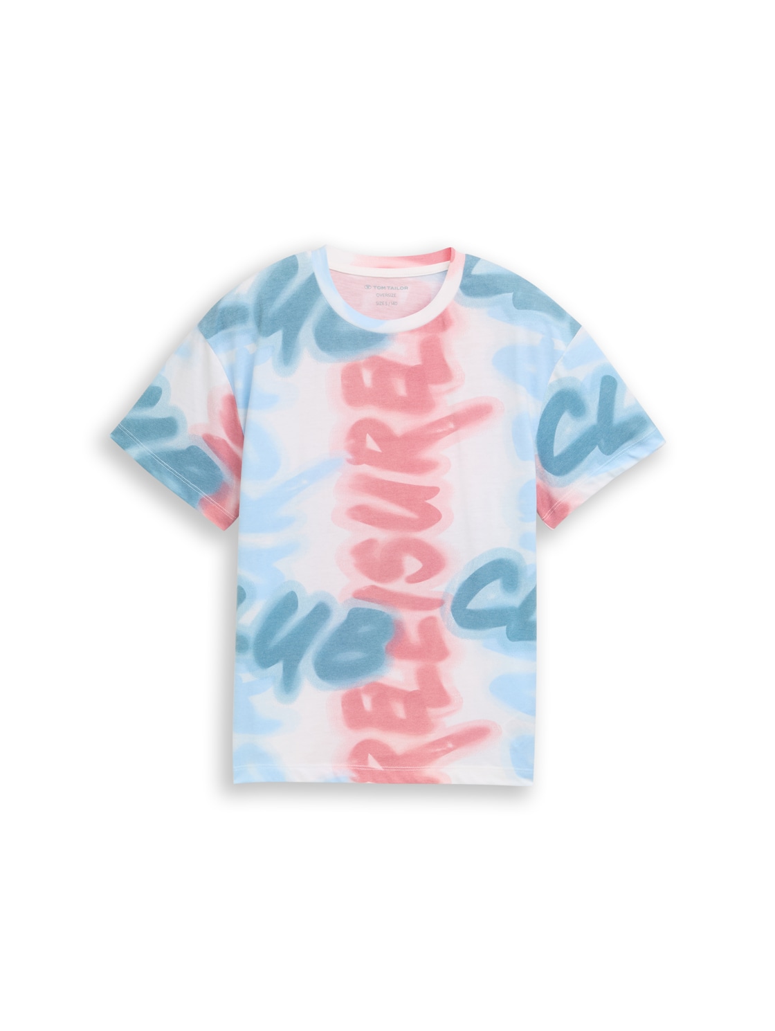 TOM TAILOR Jungen Oversize T-Shirt mit Allover-Print, weiß, Gemustert, Gr. 128 von Tom Tailor