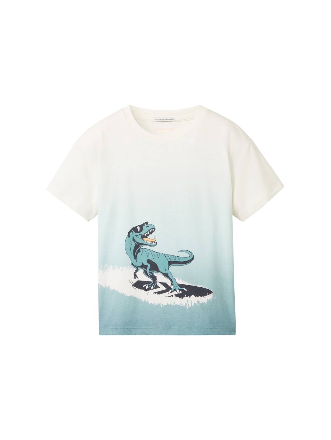 TOM TAILOR Jungen Oversized T-Shirt mit Bio-Baumwolle, grün, Motivprint, Gr. 104/110 von Tom Tailor