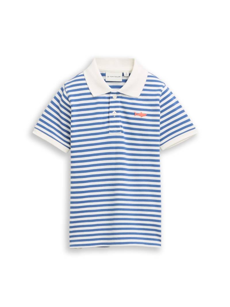 TOM TAILOR Jungen Piqué Poloshirt mit Stickerei, blau, Gemustert, Gr. 104/110 von Tom Tailor