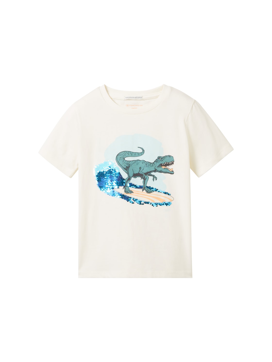 TOM TAILOR Jungen Print T-Shirt mit Bio-Baumwolle, weiß, Motivprint, Gr. 116/122 von Tom Tailor