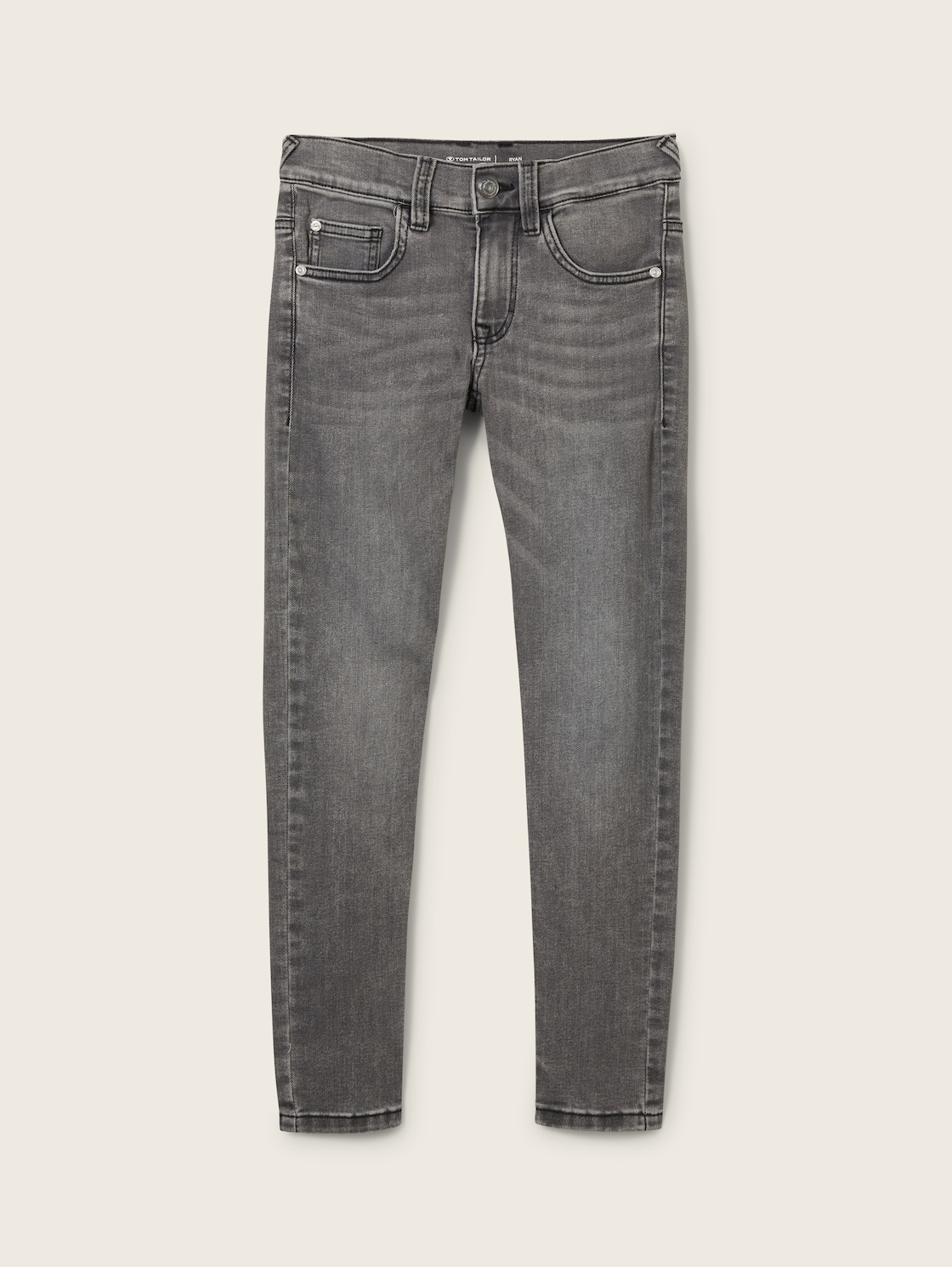 TOM TAILOR Jungen Ryan Jeans mit recycelter Baumwolle, grau, Uni, Gr. 128 von Tom Tailor