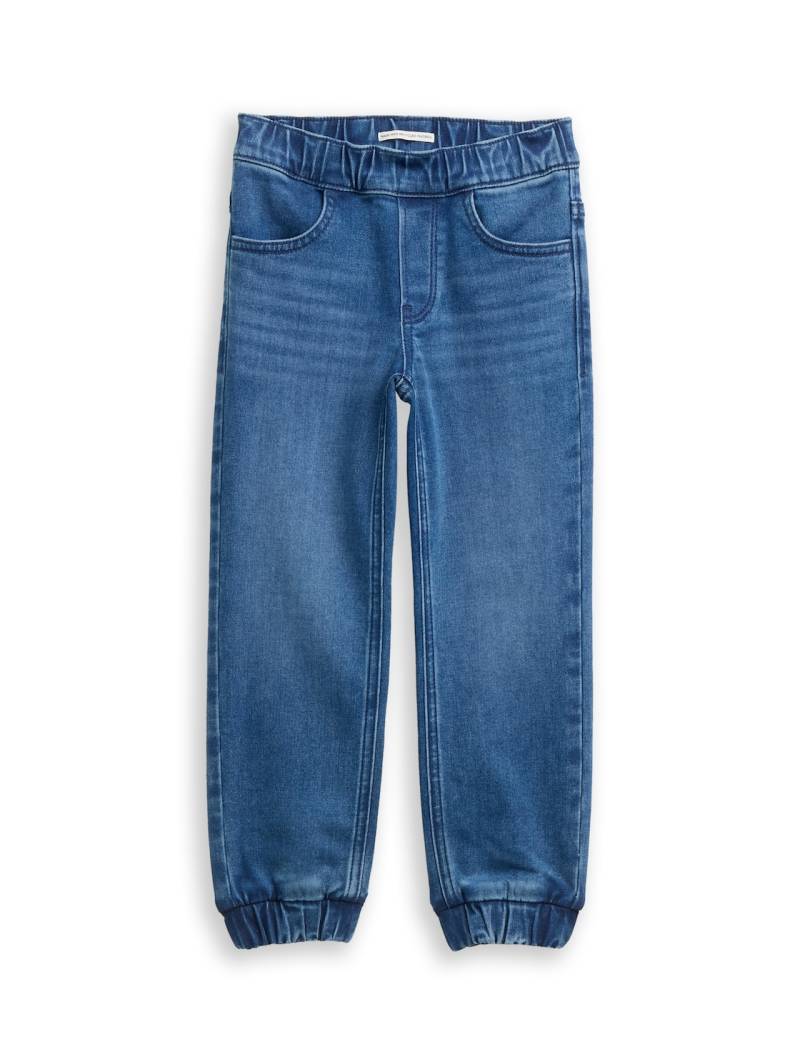 TOM TAILOR Jungen Straight Jogger Jeans mit Stretch, blau, Uni, Gr. 122 von Tom Tailor