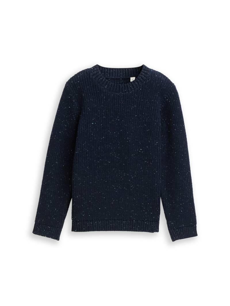 TOM TAILOR Jungen Strickpullover aus Noppengarn, blau, Uni, Gr. 116/122 von Tom Tailor