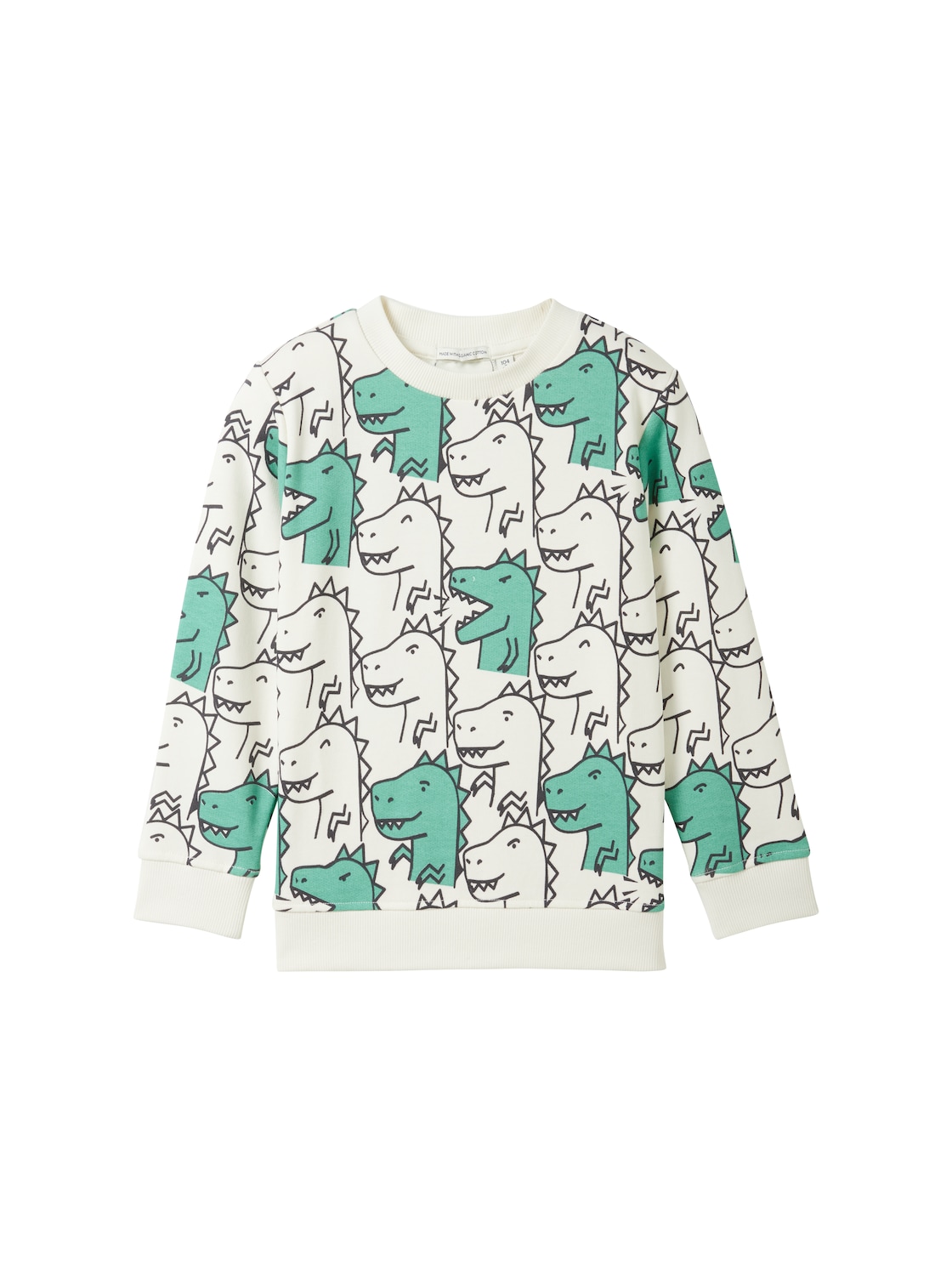 TOM TAILOR Jungen Sweatshirt mit Bio-Baumwollle, weiß, Allover Print, Gr. 128/134 von Tom Tailor