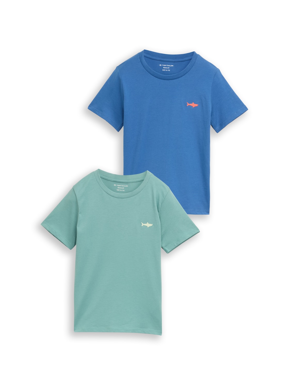 TOM TAILOR Jungen T-Shirt im 2er-Pack, blau, Uni, Gr. 104/110 von Tom Tailor