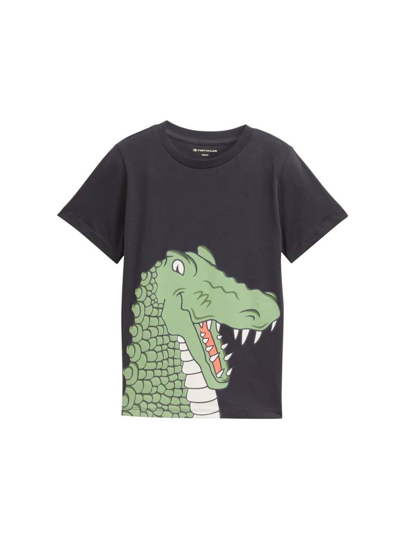 TOM TAILOR Jungen T-Shirt mit Print, grau, Uni, Gr. 128/134 von Tom Tailor