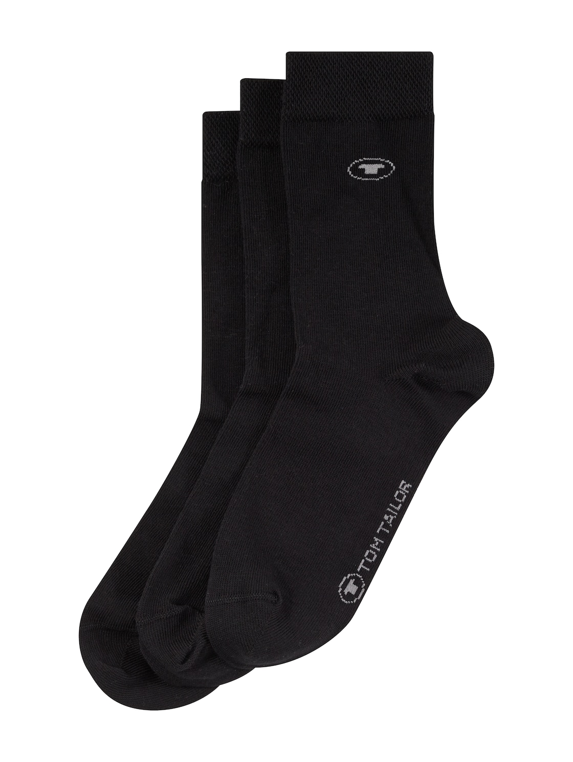 TOM TAILOR Unisex Socken im Dreierpack, schwarz, Textprint, Gr. 27-30 von Tom Tailor