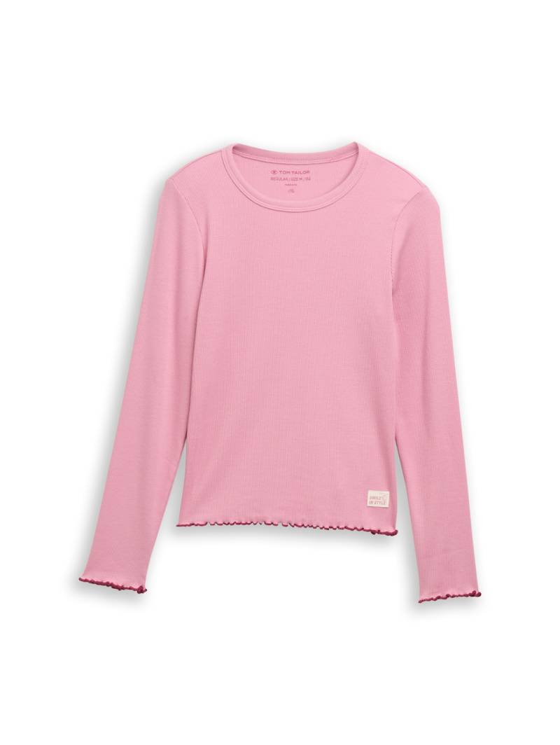 TOM TAILOR Mädchen Basic Ripp Langarmshirt, rosa, Uni, Gr. 164 von Tom Tailor