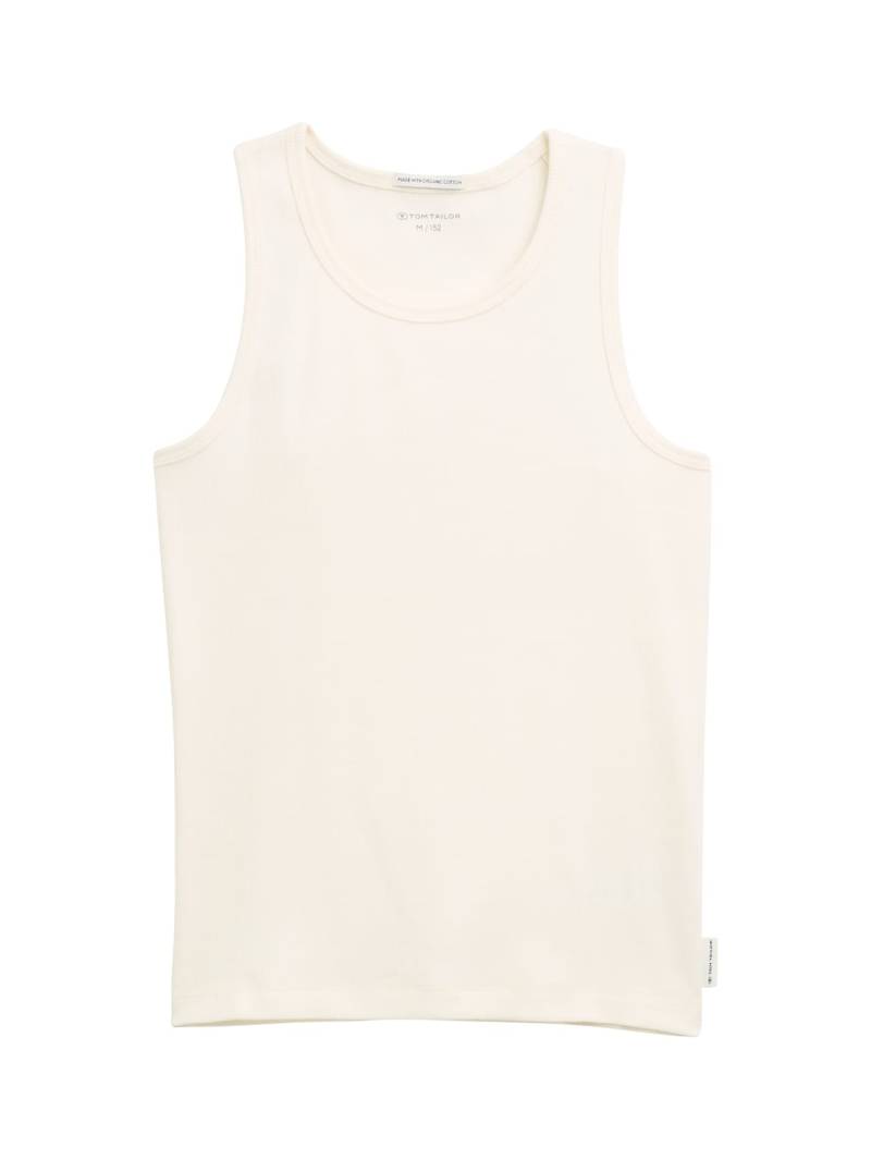 TOM TAILOR Mädchen Basic Ripp Top, weiß, Uni, Gr. 152 von Tom Tailor