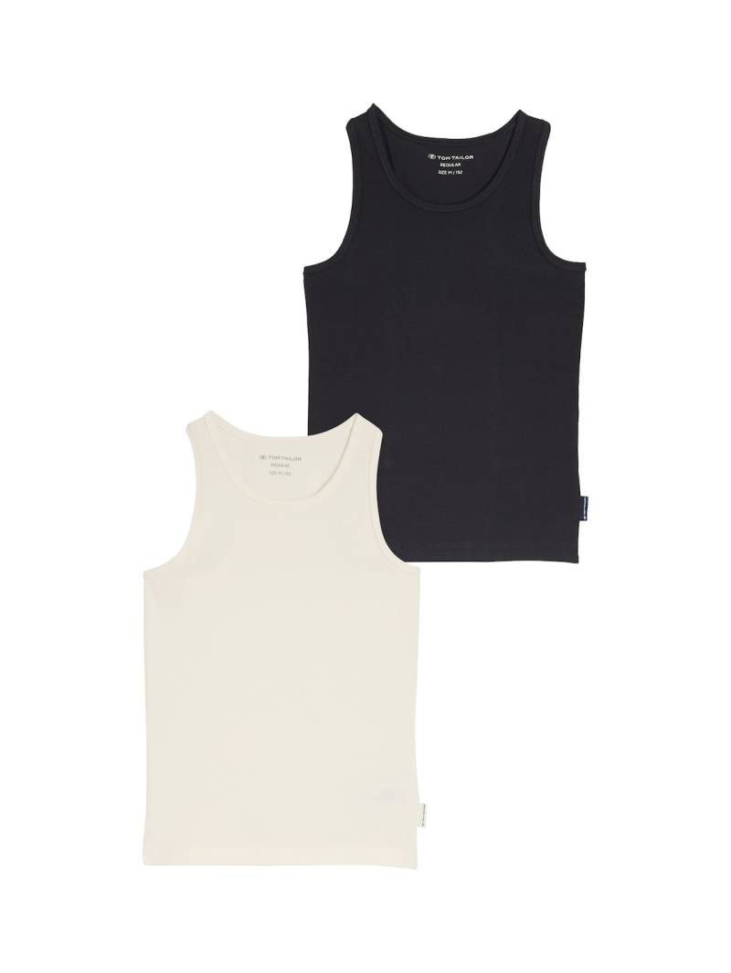 TOM TAILOR Mädchen Basic Ripp Top im 2er-Pack, weiß, Uni, Gr. 140 von Tom Tailor