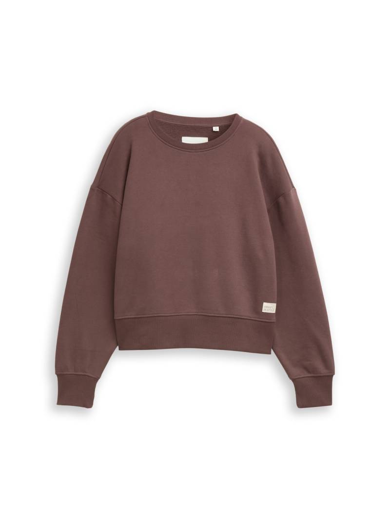 TOM TAILOR Mädchen Basic Sweatshirt mit Badge, braun, Uni, Gr. 128 von Tom Tailor