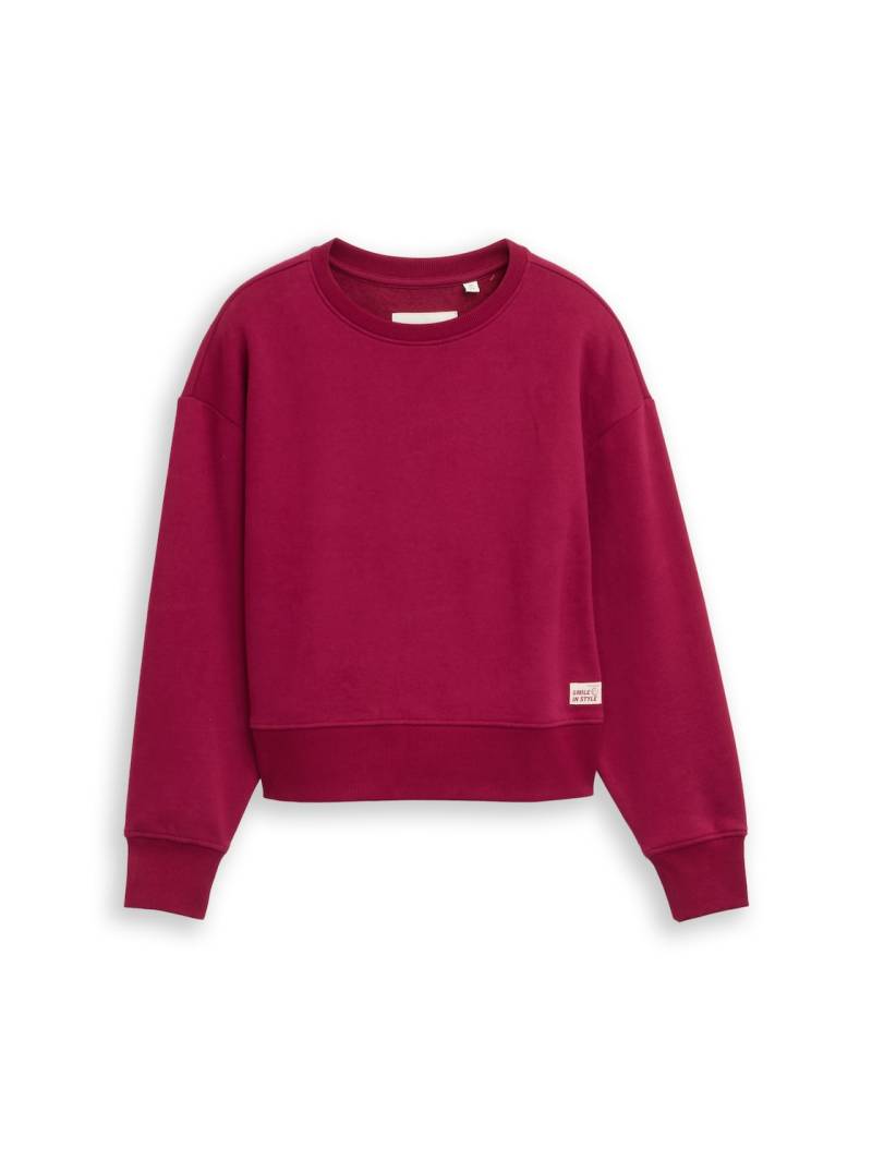 TOM TAILOR Mädchen Basic Sweatshirt mit Badge, rot, Uni, Gr. 128 von Tom Tailor