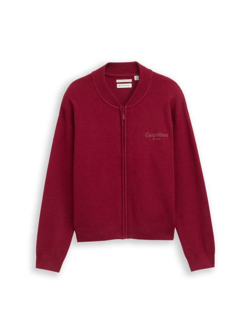 TOM TAILOR Mädchen Bomber Cardigan mit Reißverschluss, rot, Uni, Gr. 140 von Tom Tailor