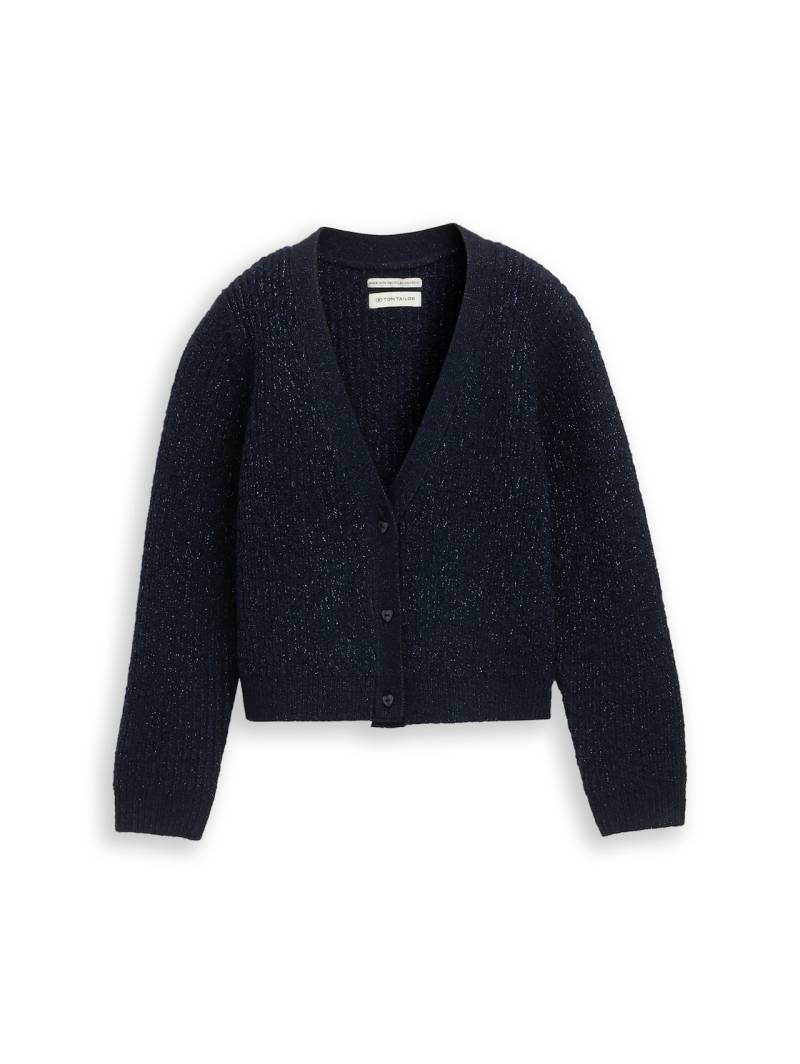 TOM TAILOR Mädchen Cardigan mit Glitzer-Effekt, blau, Uni, Gr. 116/122 TOM TAILOR Mädchen Cardigan mit Glitzer-Effekt, blau, Uni, Gr. 116/122 von Tom Tailor