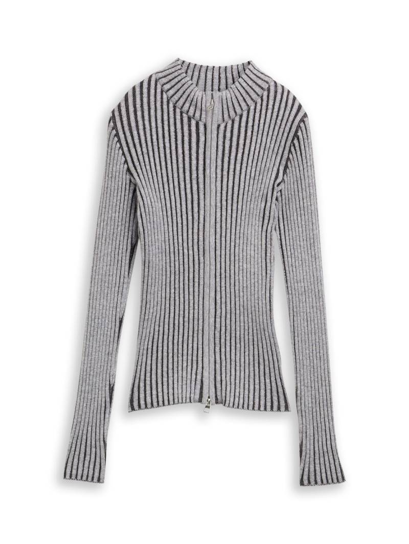 TOM TAILOR Mädchen Cardigan mit Reißverschluss, grau, Uni, Gr. 140 von Tom Tailor