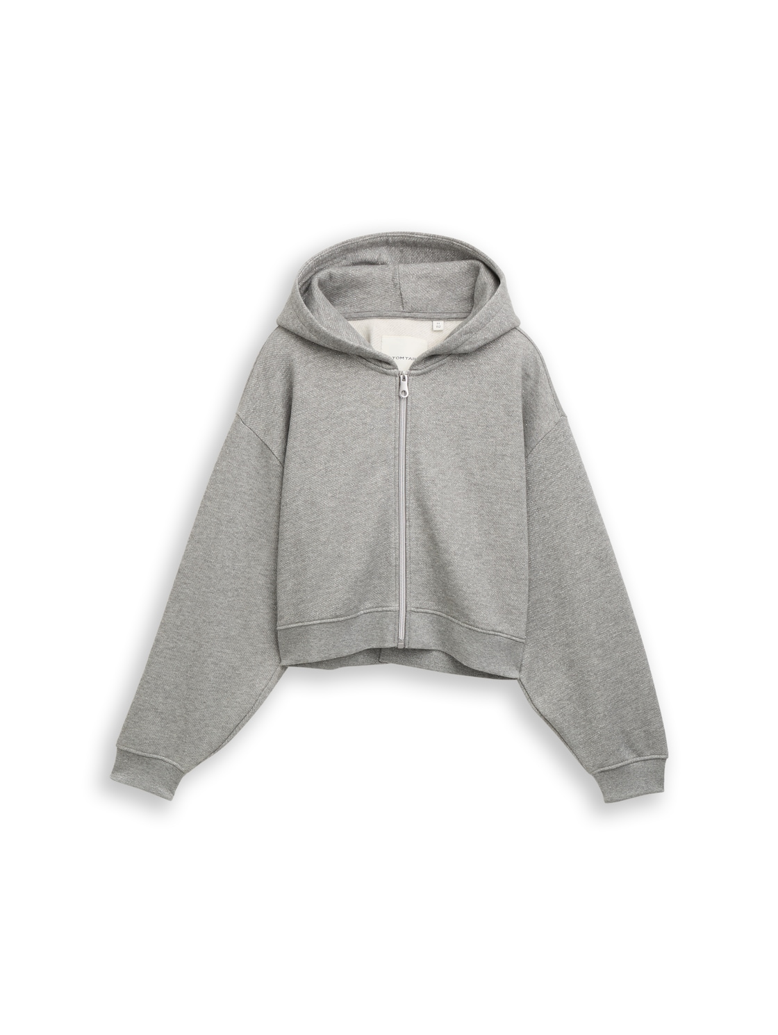 TOM TAILOR Mädchen Cropped Hoodie Sweatjacke in Glitzer-Optik, grau, Meliert, Gr. 140 von Tom Tailor