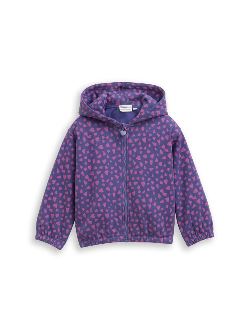 TOM TAILOR Mädchen Cropped Hoodie Sweatjacke mit Allover-Print, blau, Gemustert, Gr. 92/98 von Tom Tailor