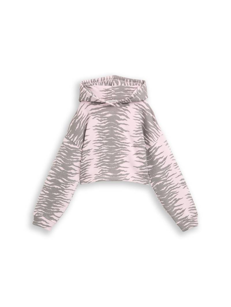 TOM TAILOR Mädchen Cropped Hoodie Sweatshirt mit Muster, rosa, Animalprint, Gr. 152 von Tom Tailor