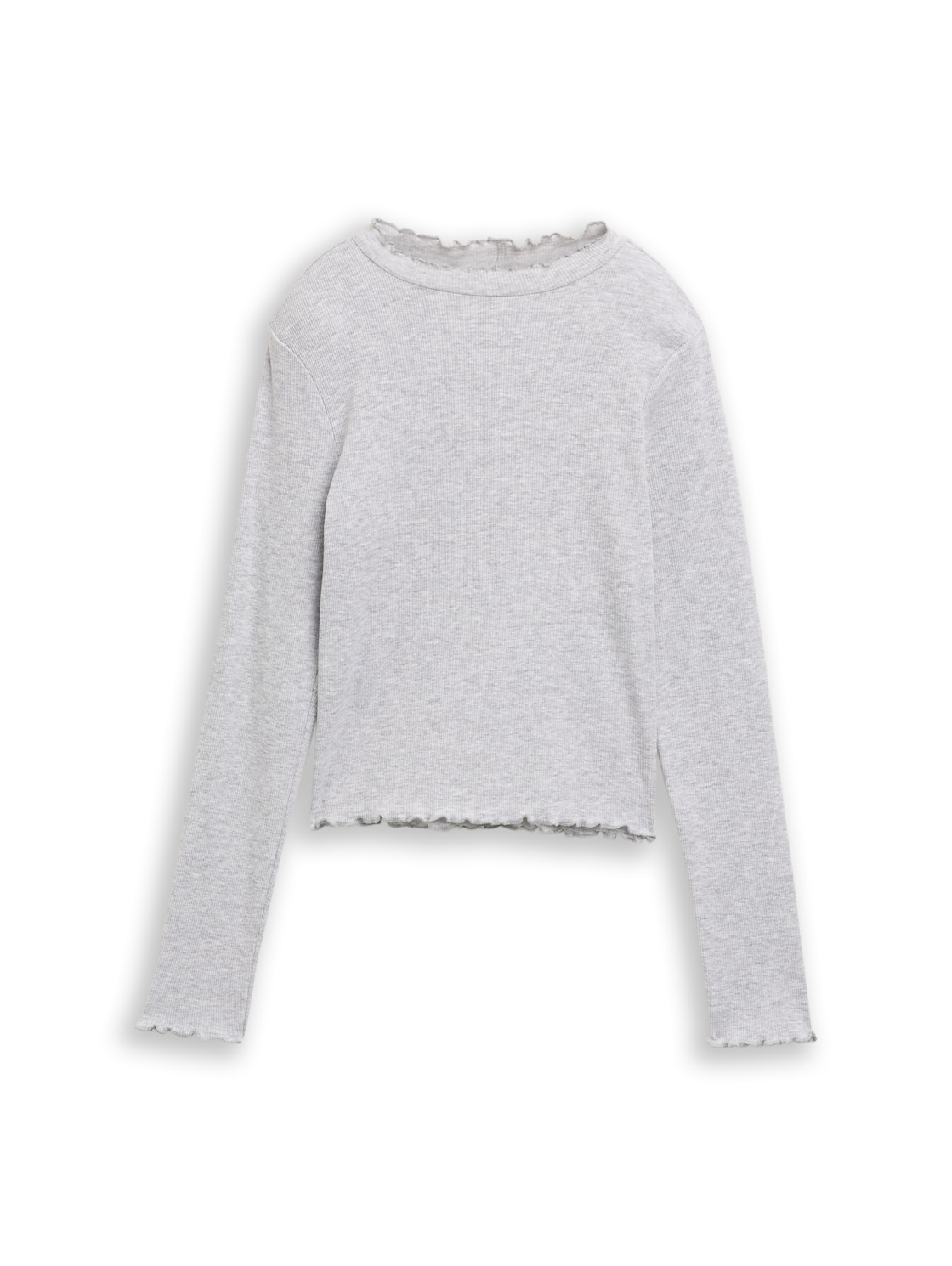 TOM TAILOR Mädchen Cropped Langarmshirt mit Rippstruktur, bunt, Uni, Gr. 152 von Tom Tailor