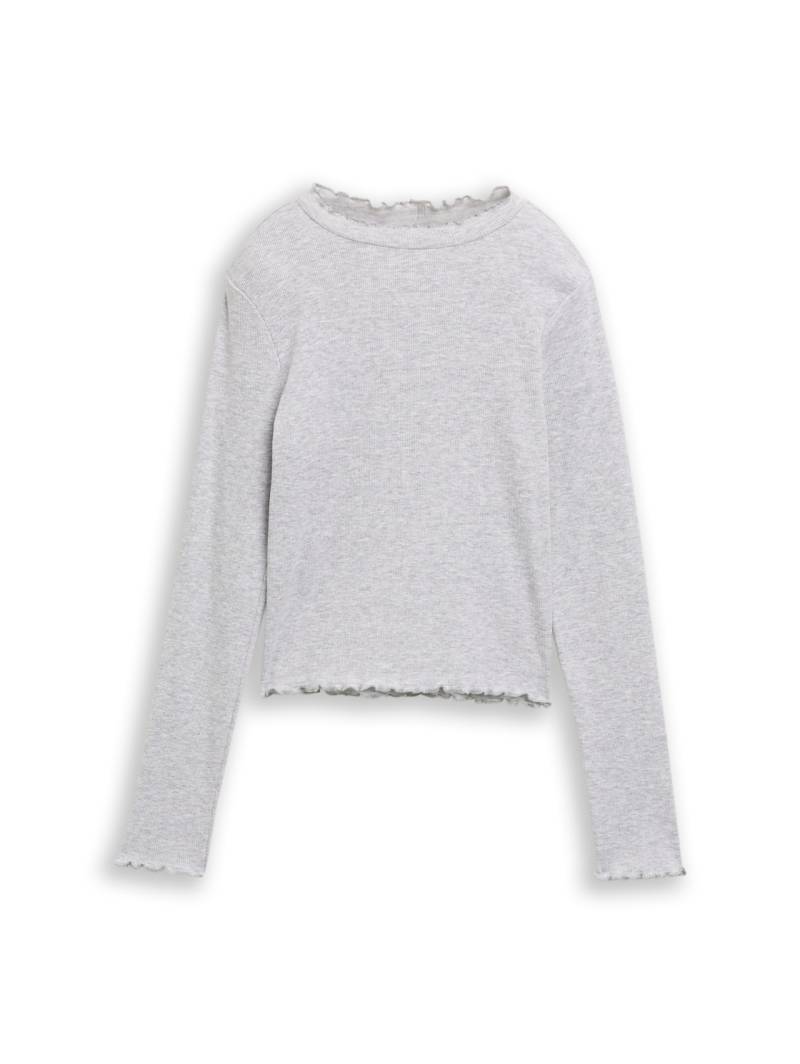 TOM TAILOR Mädchen Cropped Langarmshirt mit Rippstruktur, bunt, Uni, Gr. 152 von Tom Tailor