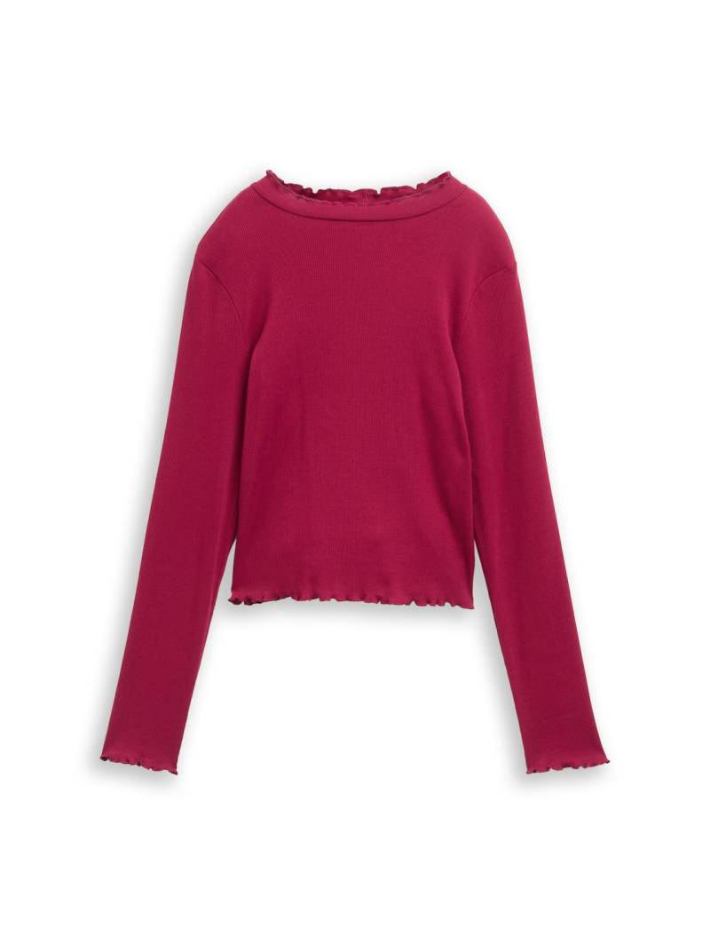 TOM TAILOR Mädchen Cropped Langarmshirt mit Rippstruktur, rot, Uni, Gr. 164 TOM TAILOR Mädchen Cropped Langarmshirt mit Rippstruktur, rot, Uni, Gr. 164 von Tom Tailor
