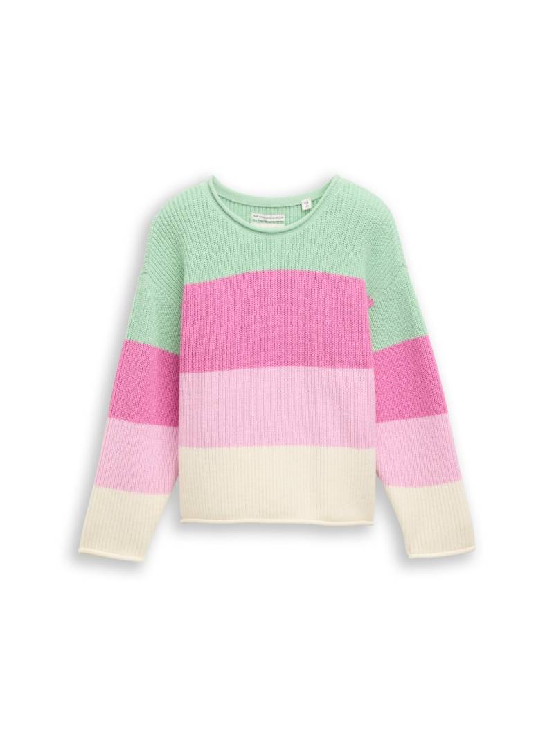 TOM TAILOR Mädchen Cropped Strickpullover, grün, Uni, Gr. 128/134 von Tom Tailor