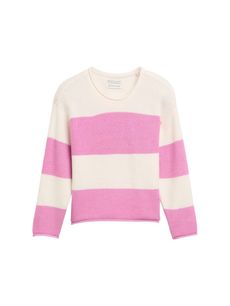 TOM TAILOR Mädchen Cropped Strickpullover, rosa, Uni, Gr. 116/122 von Tom Tailor