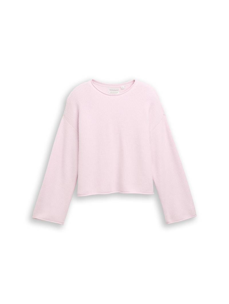 TOM TAILOR Mädchen Cropped Strickpullover, rosa, Uni, Gr. 128 von Tom Tailor