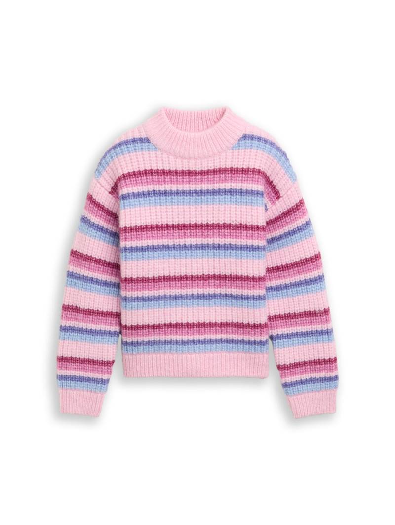 TOM TAILOR Mädchen Cropped Strickpullover mit Streifenmuster, rosa, Farbverlauf, Gr. 104/110 TOM TAILOR Mädchen Cropped Strickpullover mit Streifenmuster, rosa, Farbverlauf, Gr. 104/110 von Tom Tailor
