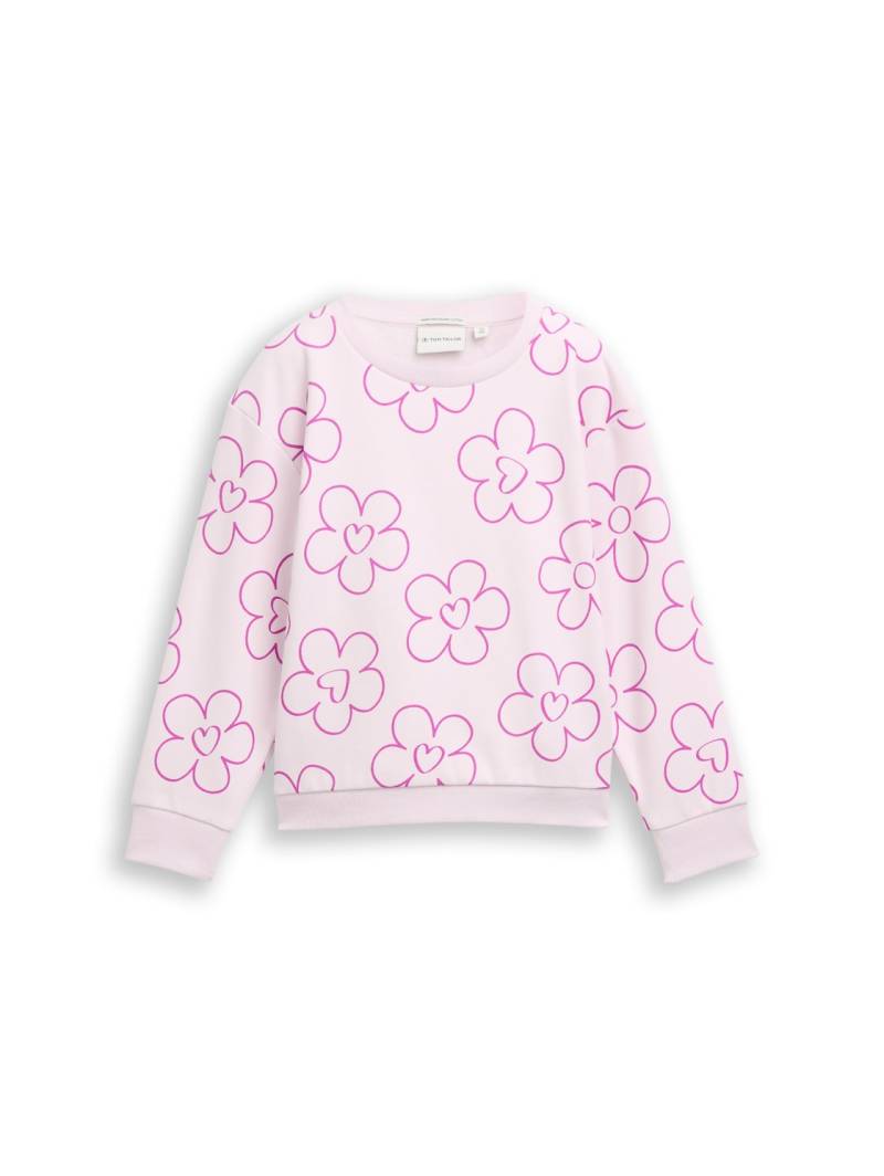 TOM TAILOR Mädchen Cropped Sweatshirt mit Allover-Print, rosa, Geblümt, Gr. 92/98 von Tom Tailor