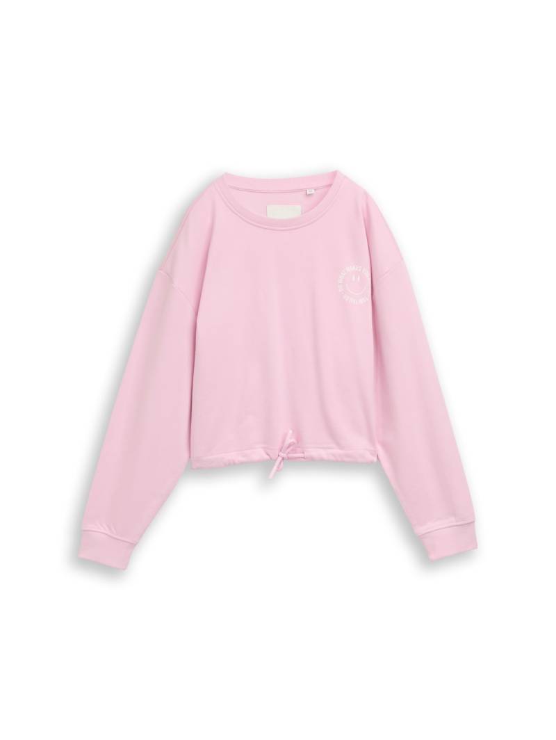 TOM TAILOR Mädchen Cropped Sweatshirt mit Print, rosa, Uni, Gr. 128 von Tom Tailor