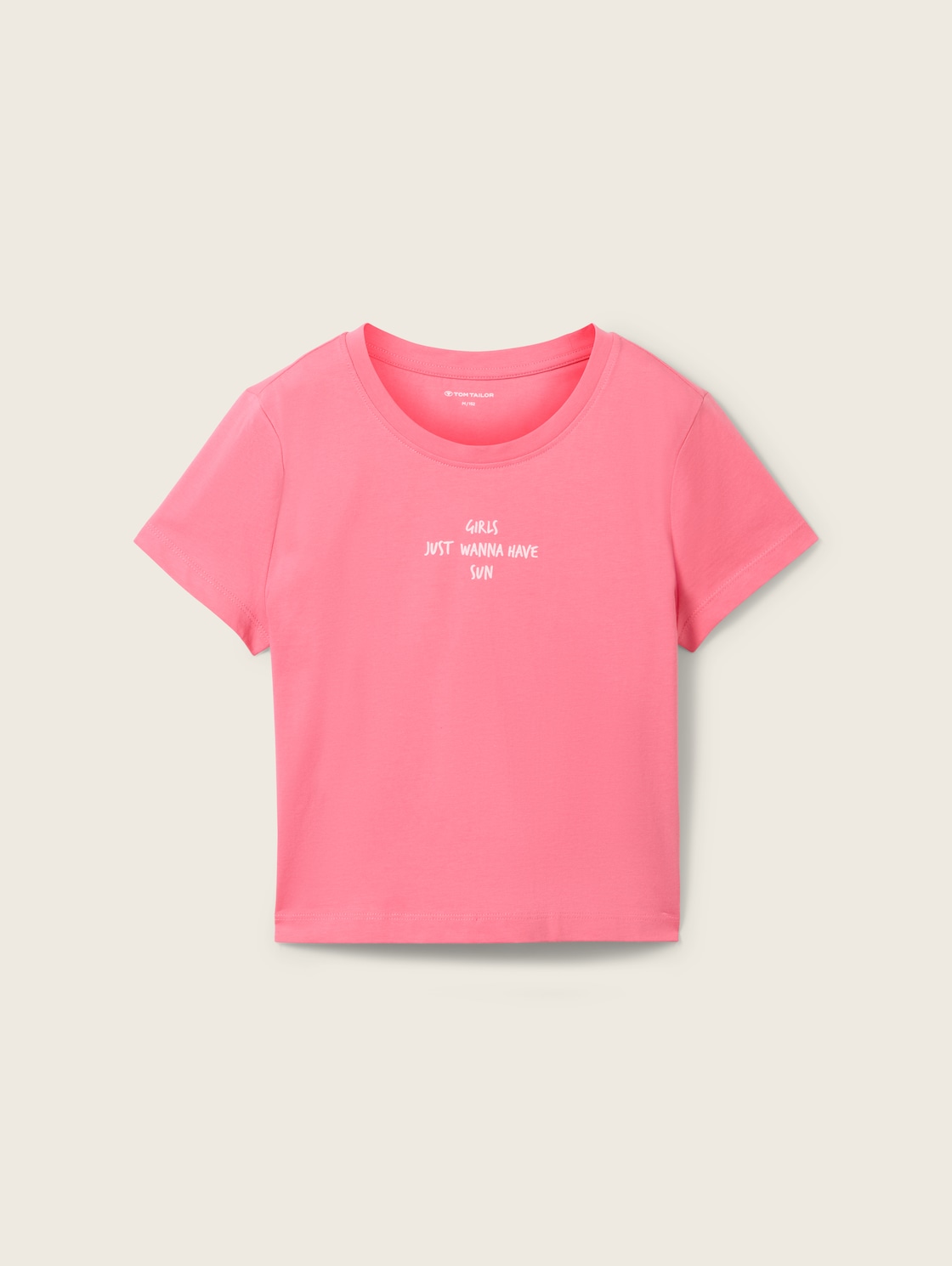 TOM TAILOR Mädchen Cropped T-Shirt mit Textprint, rosa, Textprint, Gr. 128 von Tom Tailor