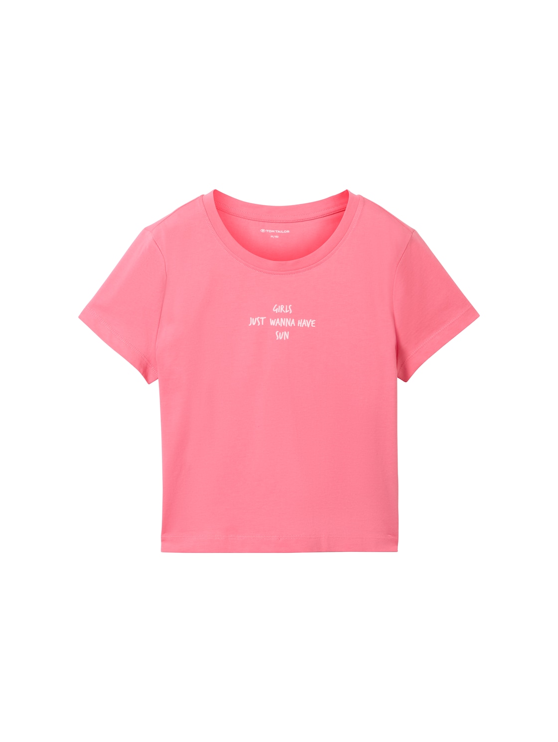 TOM TAILOR Mädchen Cropped T-Shirt mit Textprint, rosa, Textprint, Gr. 152 von Tom Tailor