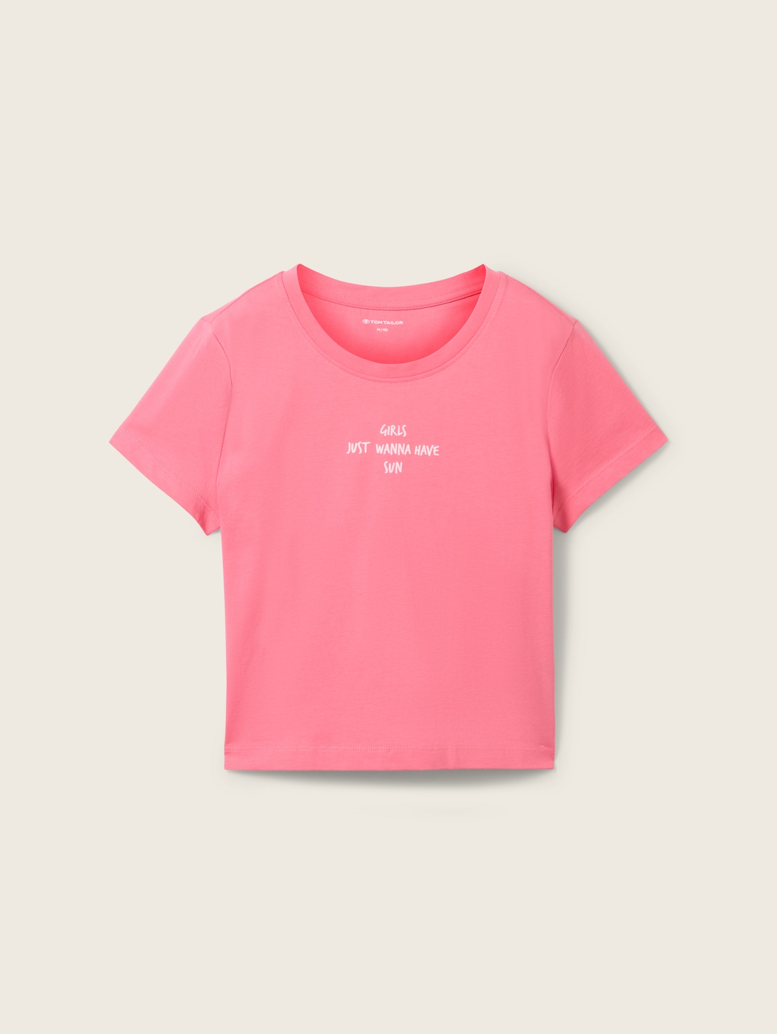 TOM TAILOR Mädchen Cropped T-Shirt mit Textprint, rosa, Textprint, Gr. 164 von Tom Tailor