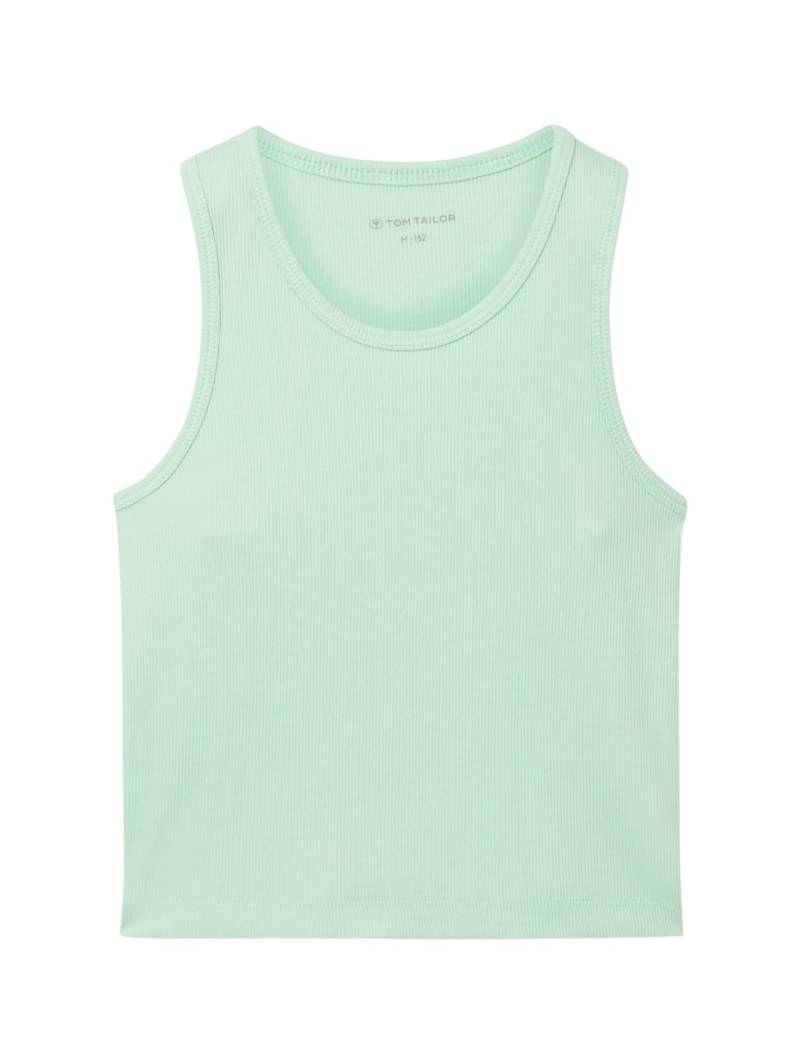 TOM TAILOR Mädchen Cropped Tanktop mit Bio-Baumwolle, grün, Uni, Gr. 128 von Tom Tailor