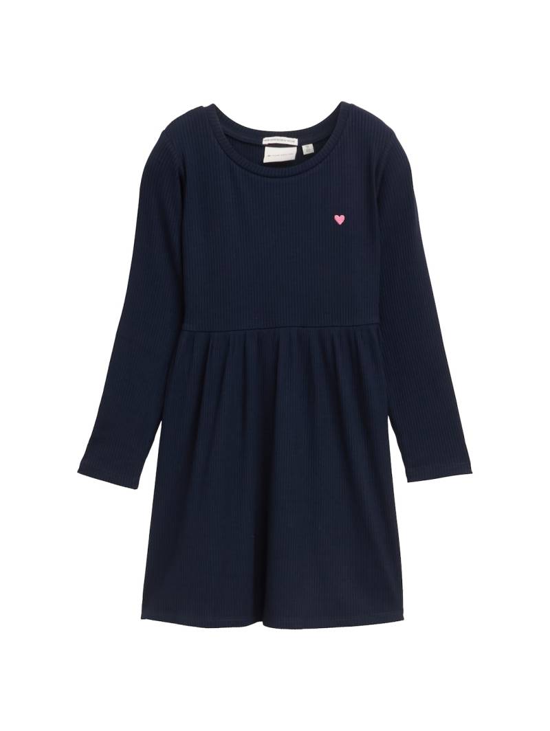 TOM TAILOR Mädchen Mini-Kleid mit Herz-Stickerei, blau, Uni, Gr. 128/134 von Tom Tailor