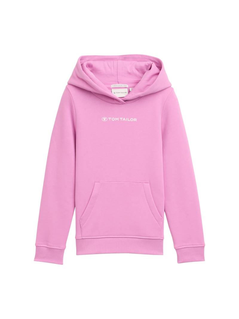 TOM TAILOR Mädchen Hoodie Sweatshirt mit Logo-Print, rosa, Uni, Gr. 104/110 von Tom Tailor