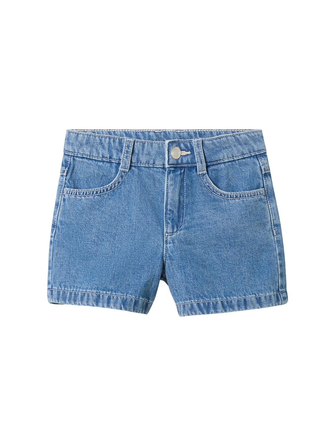 TOM TAILOR Mädchen Jeansshorts mit recycelter Baumwolle, blau, Uni, Gr. 104 von Tom Tailor