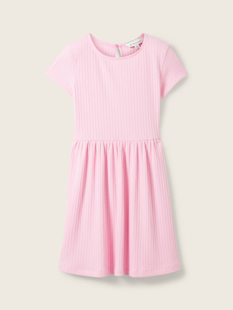 TOM TAILOR Mädchen Kleid mit Rippstruktur, rosa, Uni, Gr. 116/122 von Tom Tailor