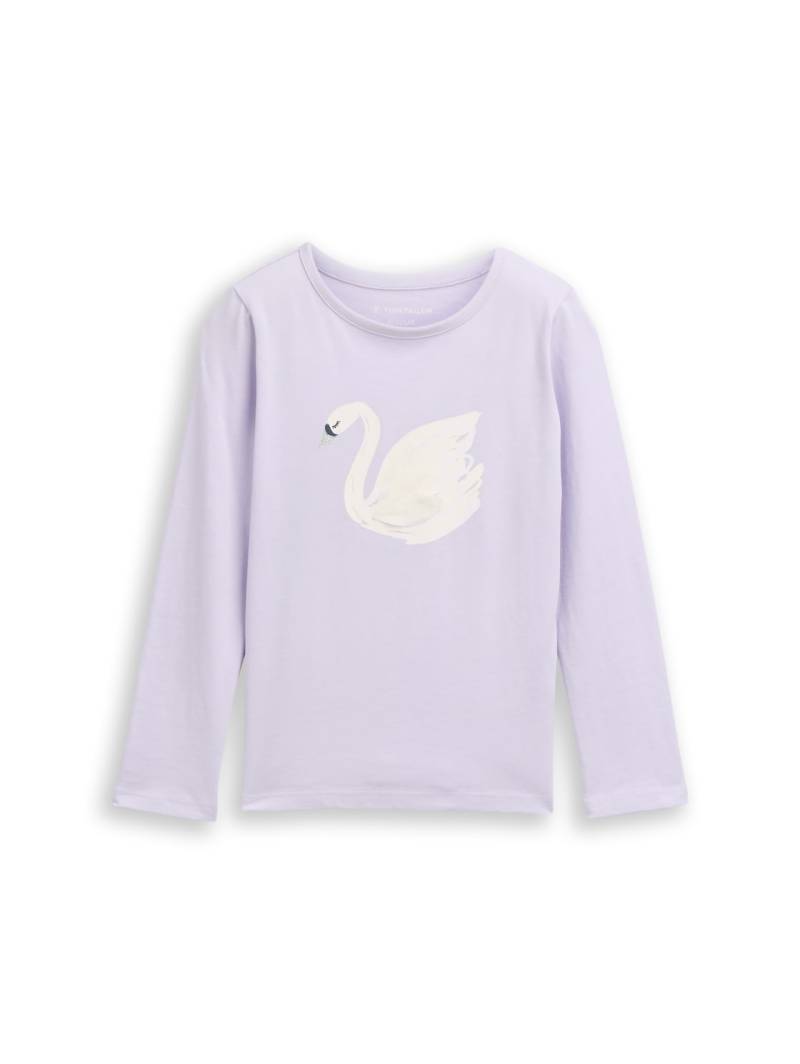 TOM TAILOR Mädchen Langarmshirt mit Print, bunt, Uni, Gr. 104/110 von Tom Tailor