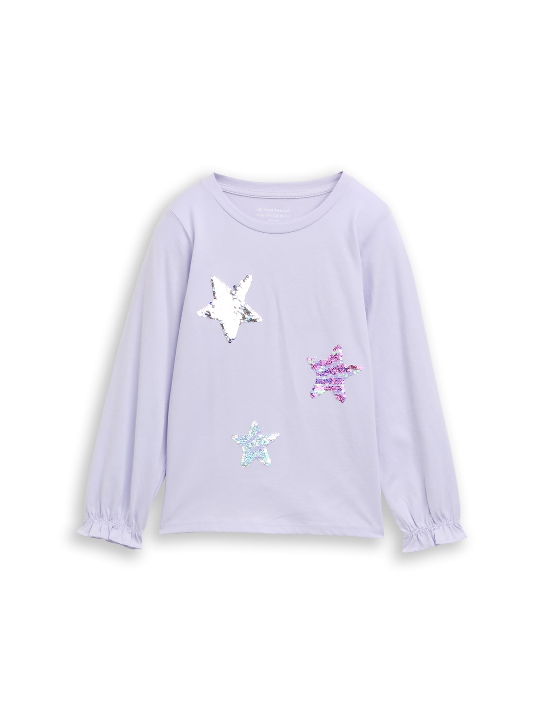 TOM TAILOR Mädchen Langarmshirt mit Wendepailletten, bunt, Uni, Gr. 128/134 von Tom Tailor