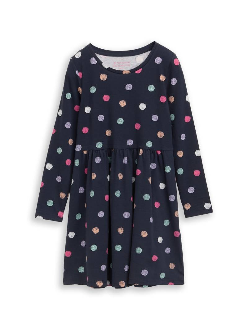 TOM TAILOR Mädchen Mini-Jersey-Kleid mit Allover-Print, blau, Gemustert, Gr. 116/122 von Tom Tailor