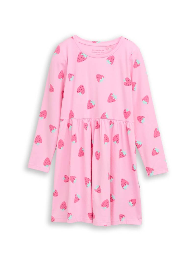 TOM TAILOR Mädchen Mini-Jersey-Kleid mit Allover-Print, rosa, Gemustert, Gr. 116/122 von Tom Tailor