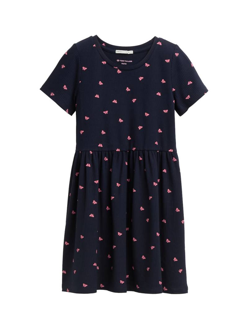 TOM TAILOR Mädchen Mini-Kleid mit Muster, blau, Gemustert, Gr. 128/134 von Tom Tailor
