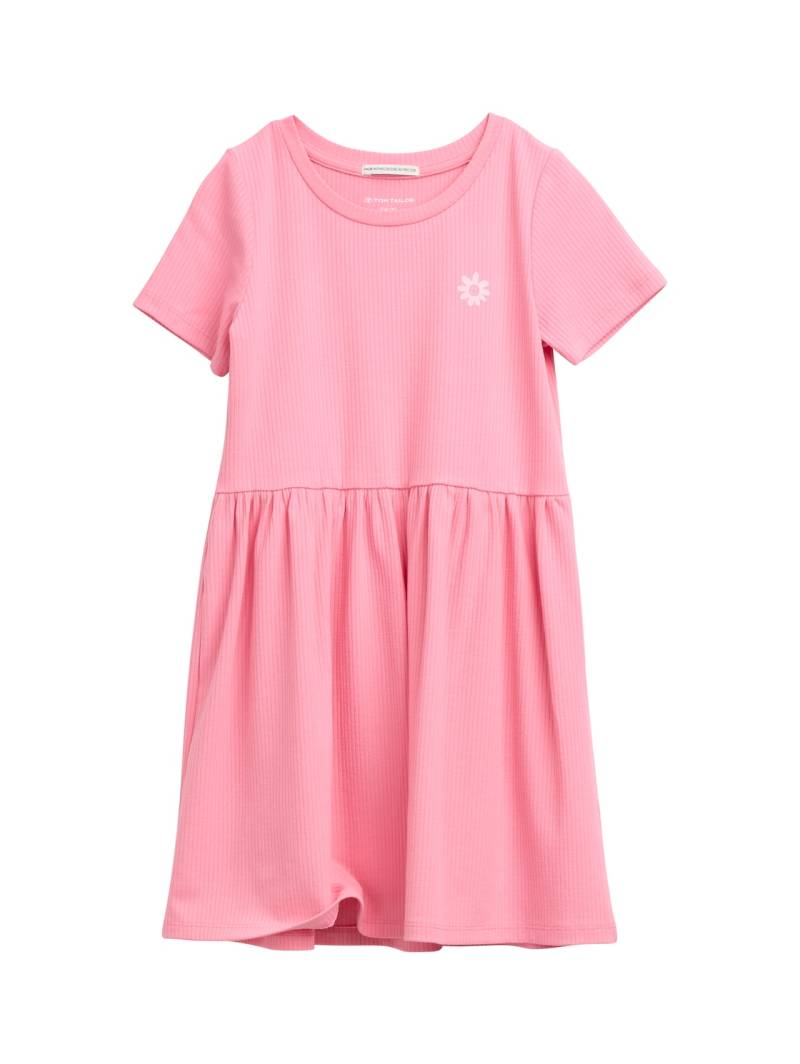 TOM TAILOR Mädchen Mini-Kleid mit Rippstruktur, rosa, Uni, Gr. 104/110 von Tom Tailor