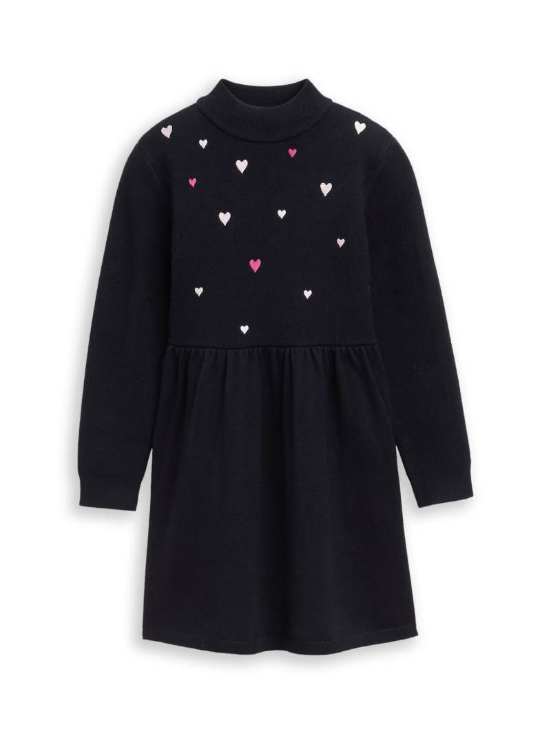 TOM TAILOR Mädchen Mini-Strickkleid mit Stickerei, blau, Uni, Gr. 116/122 von Tom Tailor